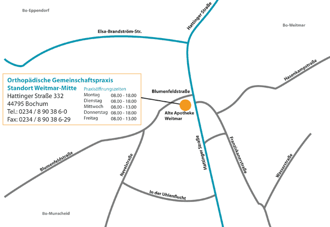 Anfahrtsplan Standort Bochum Weitmar - Mitte